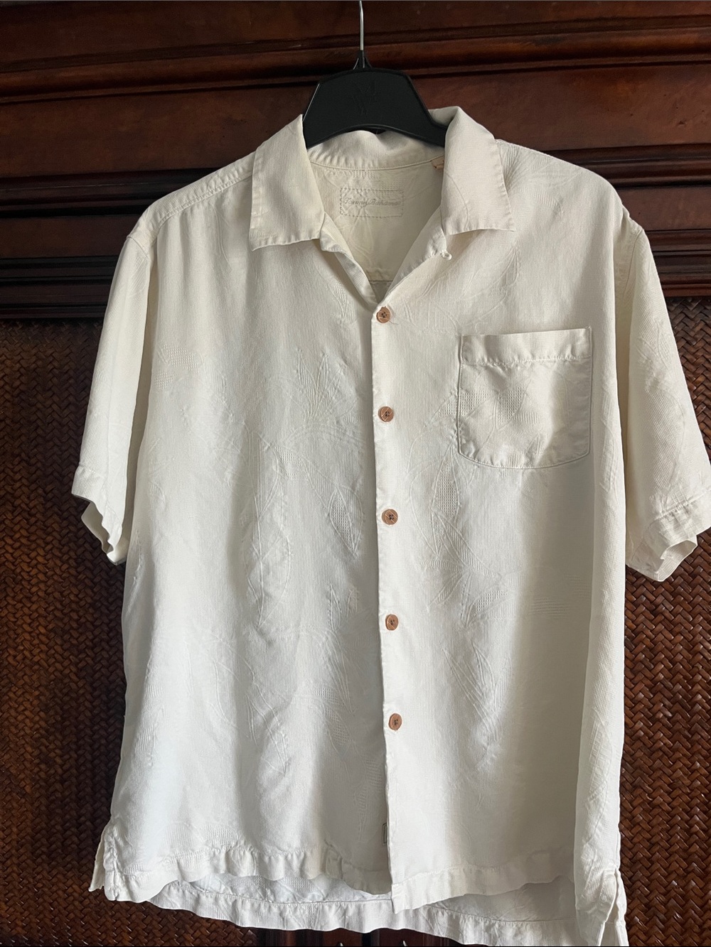 Tommy Bahama Cream Short-Sleeve Button-Down Camp Shirt